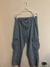 Denim Cargo Baggy Pants with Multiple Pockets Waist 32