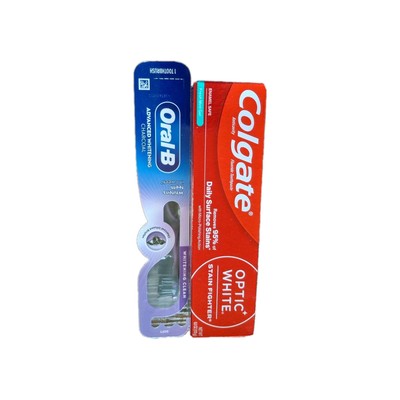 Oral-B Charcoal  Toothbrush & Colgate Optic White Toothpaste (O1)