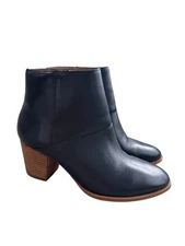 Madewell Rosie Ankle Boots Size  6.5 Wood Block Heel Zip Black Leather