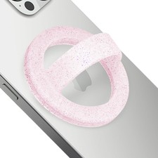 Pink Sparkle Magnetic Phone Grip Silicone Ring Holder 360 Degree Rotatable