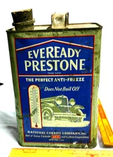 1929 Eveready Prestone anti-freeze can empty classic old car garage memorabilia