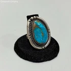 VTG Native American Sterling Silver Large Blue Gemstone Ring Sz 7.25 -Metal Test