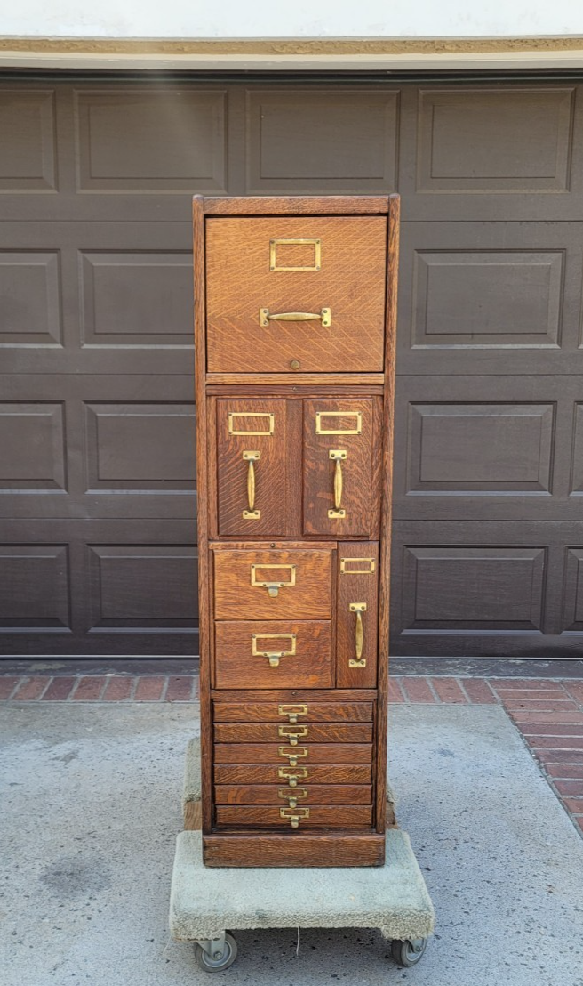 Antique Macey 12-Drawer Tiger Oak Quarter Sawn Oak File Cabinet