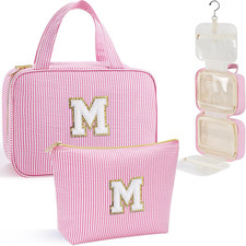 Birthday Gifts for Women Teen Girls Kids, Initial Hanging Toiletry Bag for Women