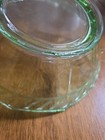 Antique Etched Ribbon Vaseline Deppression Glass Handled Bowl  — photo 2