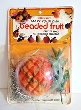 vintage Fibre Craft Beaded Fruit Kit 1973 PineApple  7000 NOS DIY