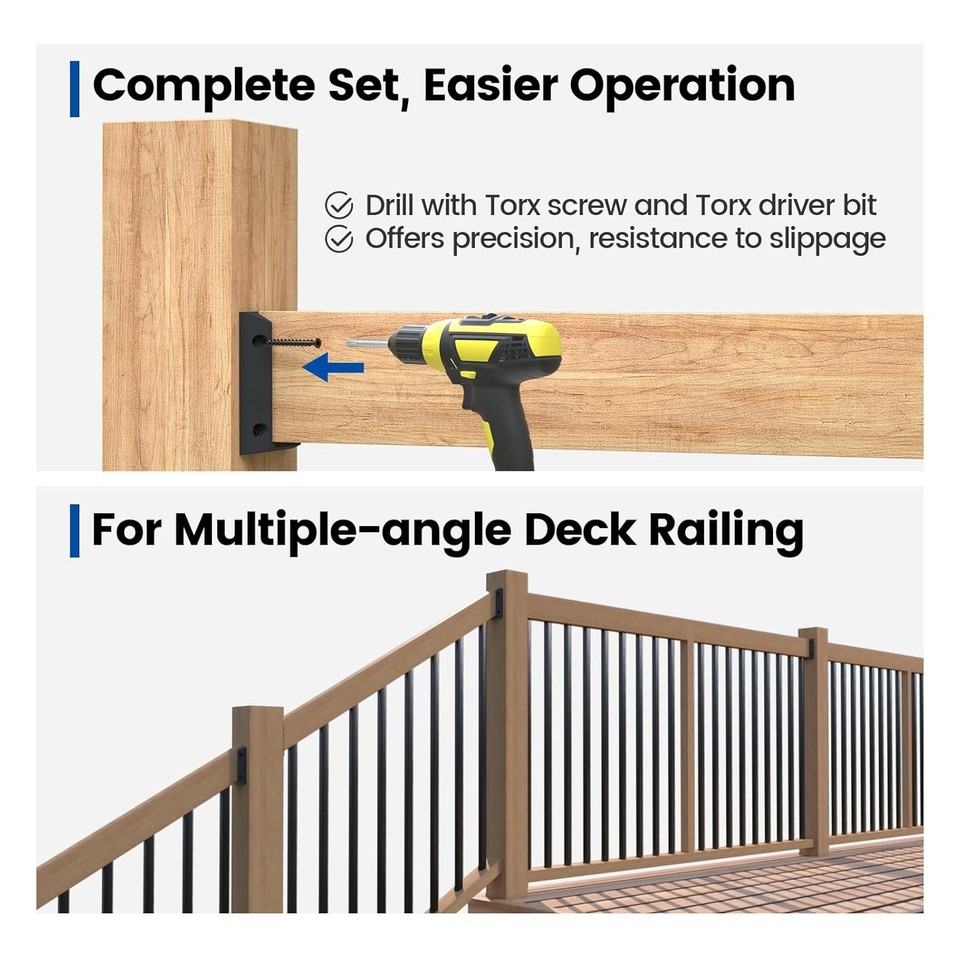 20Pcs Deck Railing Brackets Connectors Rail Support Kit for 2X4 (1.5