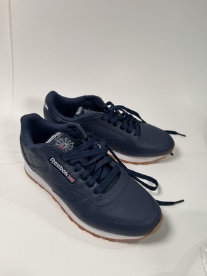 Reebok Classic Leather Women s Size 6.5 Navy Blue Gum Sole Sneakers Casual Shoes