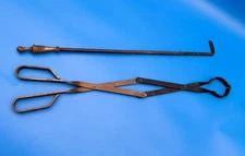 Vintage Wrought Iron Fire Tongs & Poker - Made in Japan - Blacksmith