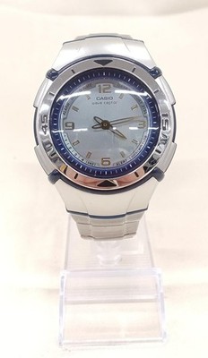 CASIO wave ceptor WVX-100J men Quartz Blue Silver Watch Japan