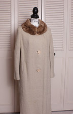 Vintage 1950's Tweed Swing Coat With Mink Collar Sz 10-12 unmarked