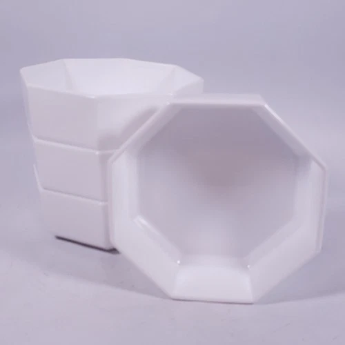 Vintage Arcopal France OCTIME WHITE Octagonal Milk Glass Soup Cereal BOWL SET