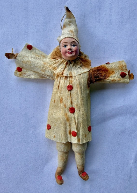 Spun cotton clown ornament German