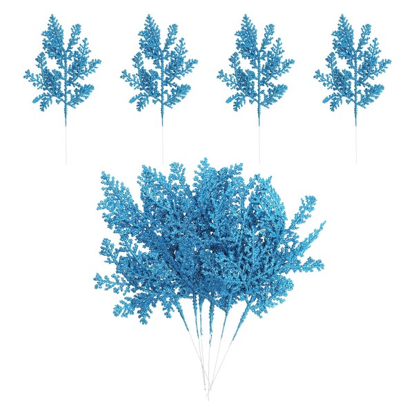 10 StüCk Glitzernde KüNstliche Tannennadeln,Glitzernde TannenstäMme,Blau-image