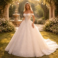Customzied Elegant Lace Wedding Dress Court Train Luxury Vestido De Novia