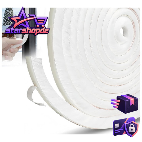 BüRstendichtung Selbstklebend 9Mm X 5Mm Wetterschutzband FüR TüRen Fenster 5M-image