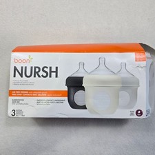 Boon Nursh Silicone Pouch Bottle Set 3-Pack 4oz Air-Free Feeding BPA-Free Slow