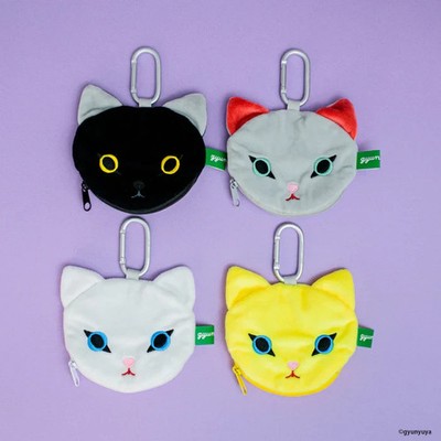 Ken Elephant gyunyuya Cat Plush Carabiner Pouch Gachapon Mascot Keychain JP NEW