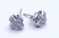 925 STERLING SILVER CROSS STUD EARRINGS CLEAR GEMSTONES E2