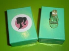 Vintage BARBIE SILVER GLITTER CLEAR JAPAN MARKED OPEN TOE OT SHOE CINDERELLA