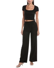 Marion 2Pc Crinkle Scoop Neck Top & Pant Set Women's