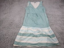 GAP Maternity Tank Dress Womens Medium Green White Fit & Flare V-Neckline