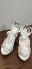 David's Bridal Michaelangelo Silver Strappy Platform Shoes size 8 — photo 5
