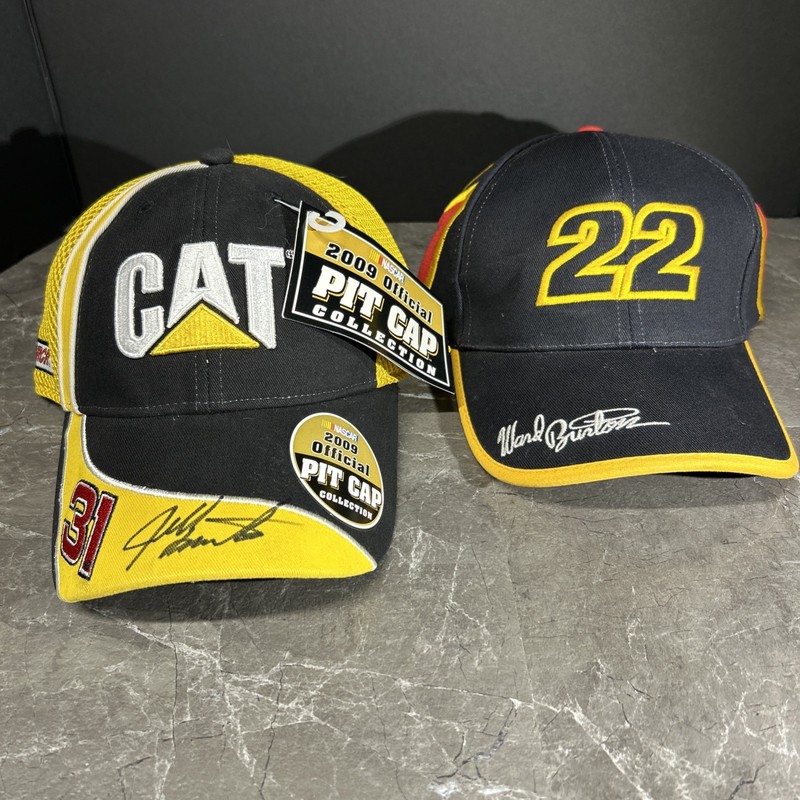 Burton Brothers CAT Racing Yellow HAT Cap #31 NASCAR Jeff Auto & Ward #22 Black