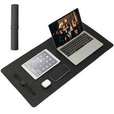 Riveroy Large Office Leather Desk Mat, Mouse and 31.5" x 15.7", Black