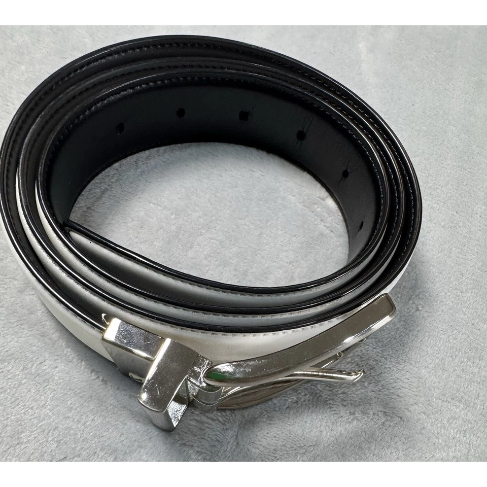 Ремень для гольфа двусторонний PGA Tour черный белый 36/90 серебристая пряжка логотип PGA - Изображение 3 из 4