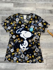 Peanuts NWT Snoopy Floral Short Sleeve Scrub Top Size XS Tooniforms F27