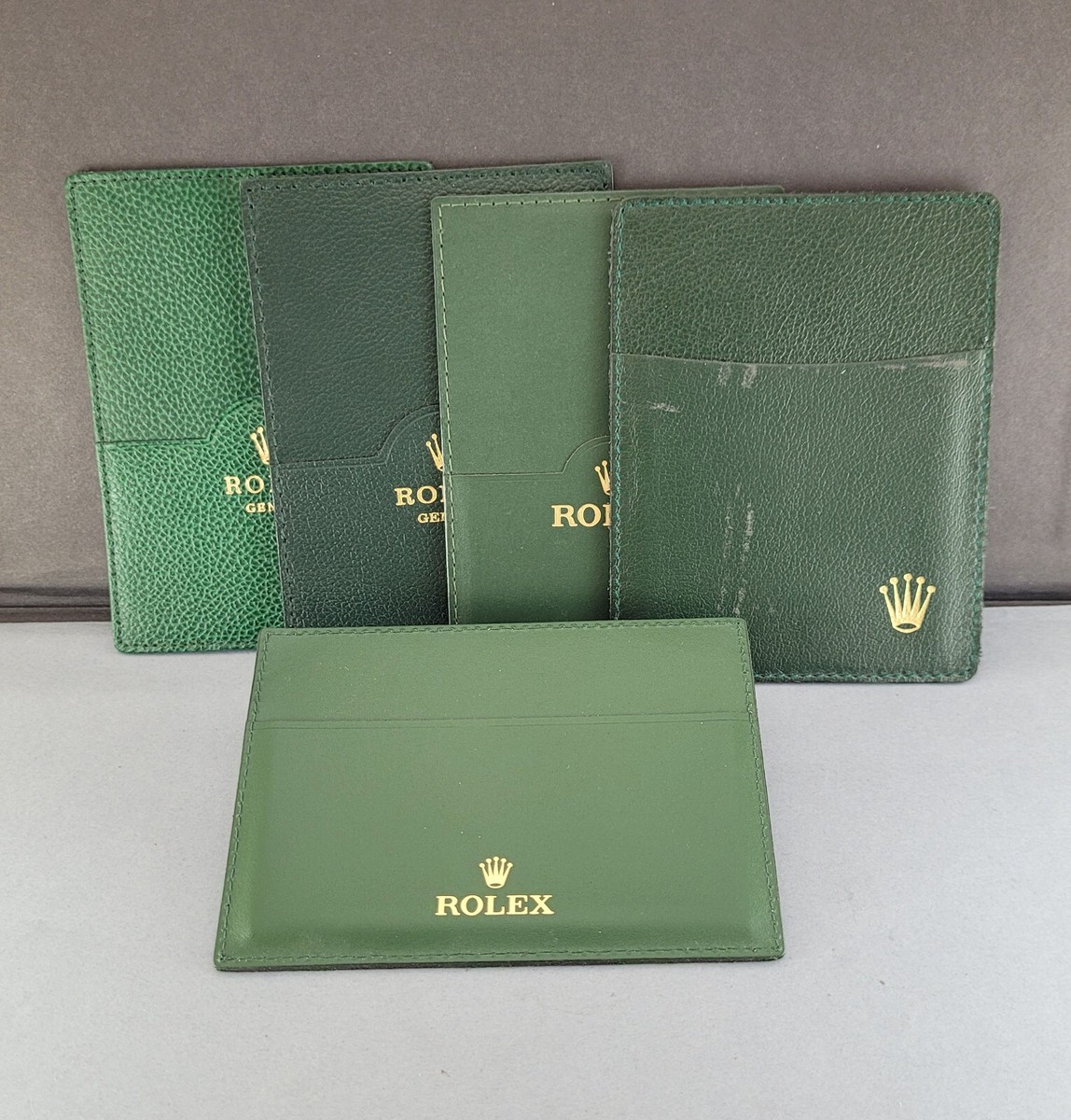 Lot of 5 genuine ROLEX Green Wallets / Card Holders from different