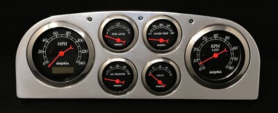 1936 Packard 6 Gauge Dash Panel Insert Programmable Speedometer Black