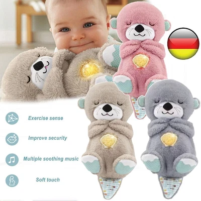 MARKENLOS Schlummer Otter Kuscheltier mit Atembewegung und Musik Baby Plüsch Spielzeug DE