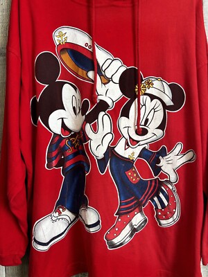 Vintage 90s Disney Mickey & Minnie Mouse Sailor Captain Hoodie