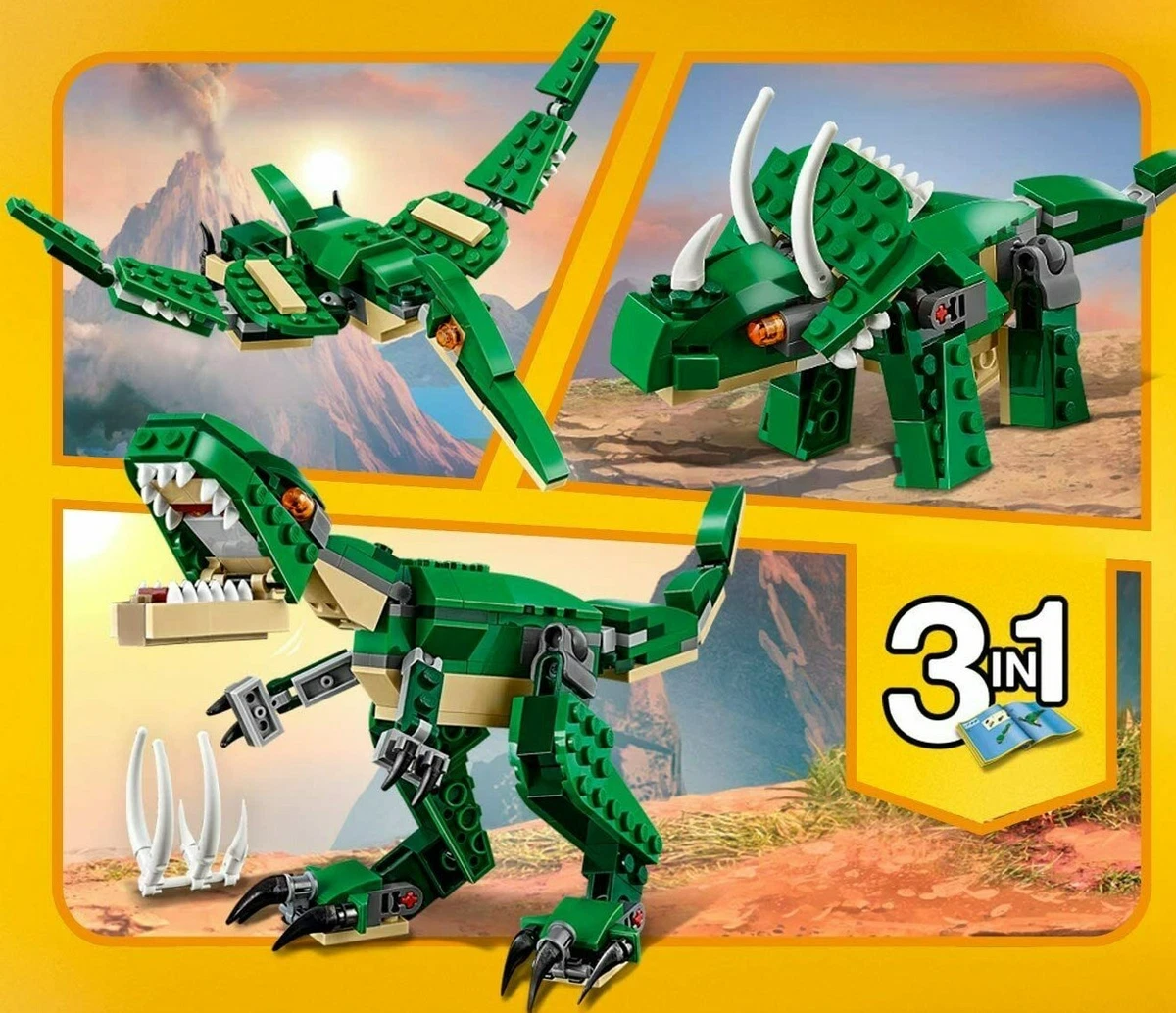 31058 Lego Creator Mighty Dinosaurs 3-In-1 T-Rex Triceratops Pterodactyl  Dino