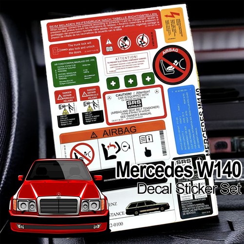 Mercedes Decal Sticker Label Set for W124 W126 W140 W203 W204 W210 W211 W220 and - Picture 6 of 27