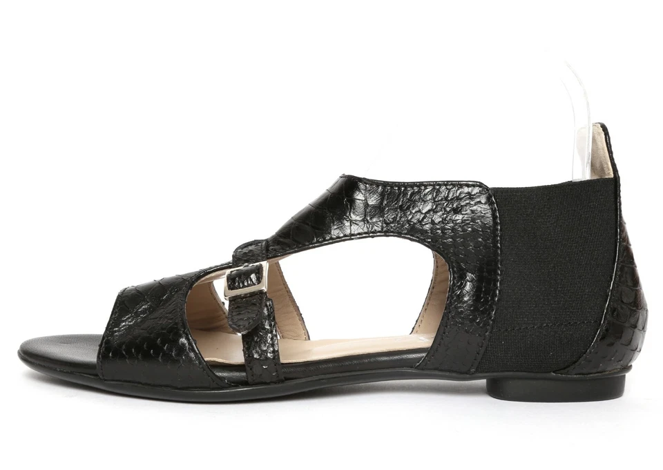 Sandálias gladiador AGL Euro 2 estampa de cobra preta Z2275* tamanho 8,5 EUA / 38,5 ESTREITO - Imagem 4 de 4