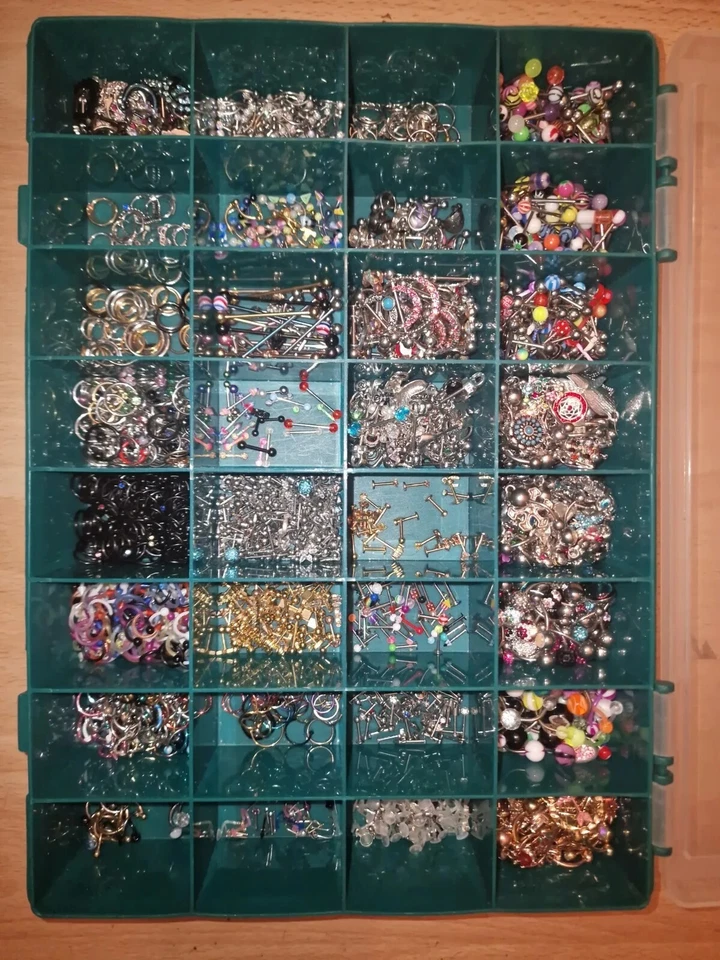 Piercing Körperschmuck Set Mix Paket 150 Stück Septum Tragus Nostril Bauchnabel - Bild 2 von 2
