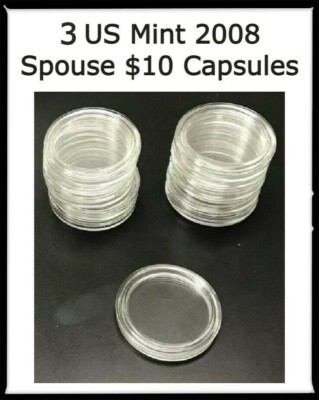 3 Lightly Used US Mint Capsule For 2008 First Date Spouse $10 Gold Coins Holder