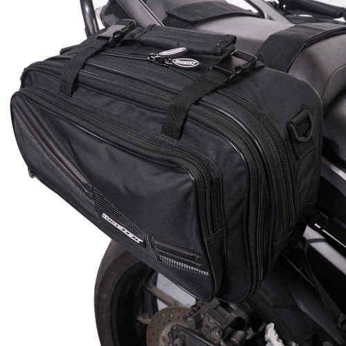 BikeTek Diablo Expandable Motorcycle Panniers 42L Motorbike Saddle Bags - Picture 2 of 9