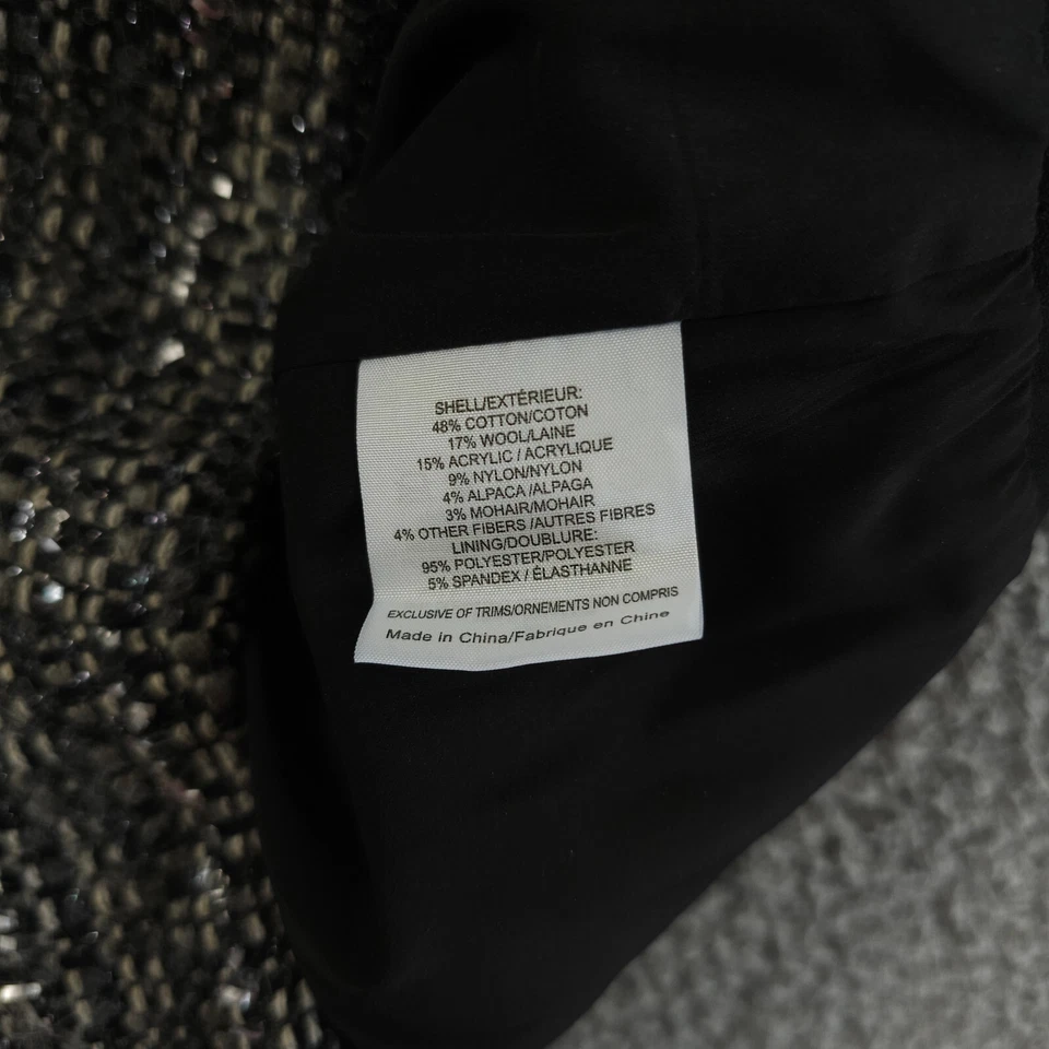 Tory Burch Skirt Womens 10 Gray Black Metallic Tweed Wool Alpaca Mohair Blend - Image 4 of 4