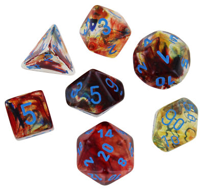 Chessex Nebula Primary/Blau Polyedrisches 7-Würfel-Set