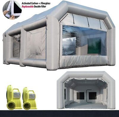 20x13x8Ft Inflatable Paint Booth Portable Auto Spray Tent 750W + 480W Blowers