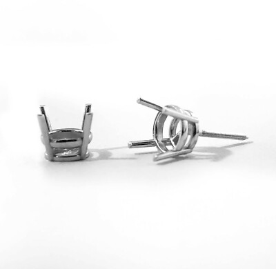 950 Platinum Stud Earring Finding Mounting Setting Round 4-Prong Basket Screw