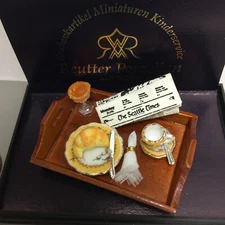 Reutter Porcelain Champagne Breakfast Tray Set with American newspaper