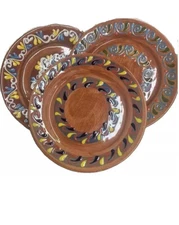 Set of 4 Round 10" Plates Small/Medium Mexican Dinner/Salad Clay Made in Mexico