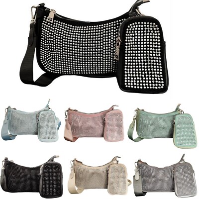 Umhängetasche Crossbody Bag Strass Handtasche Set Damentasche Schultertasche