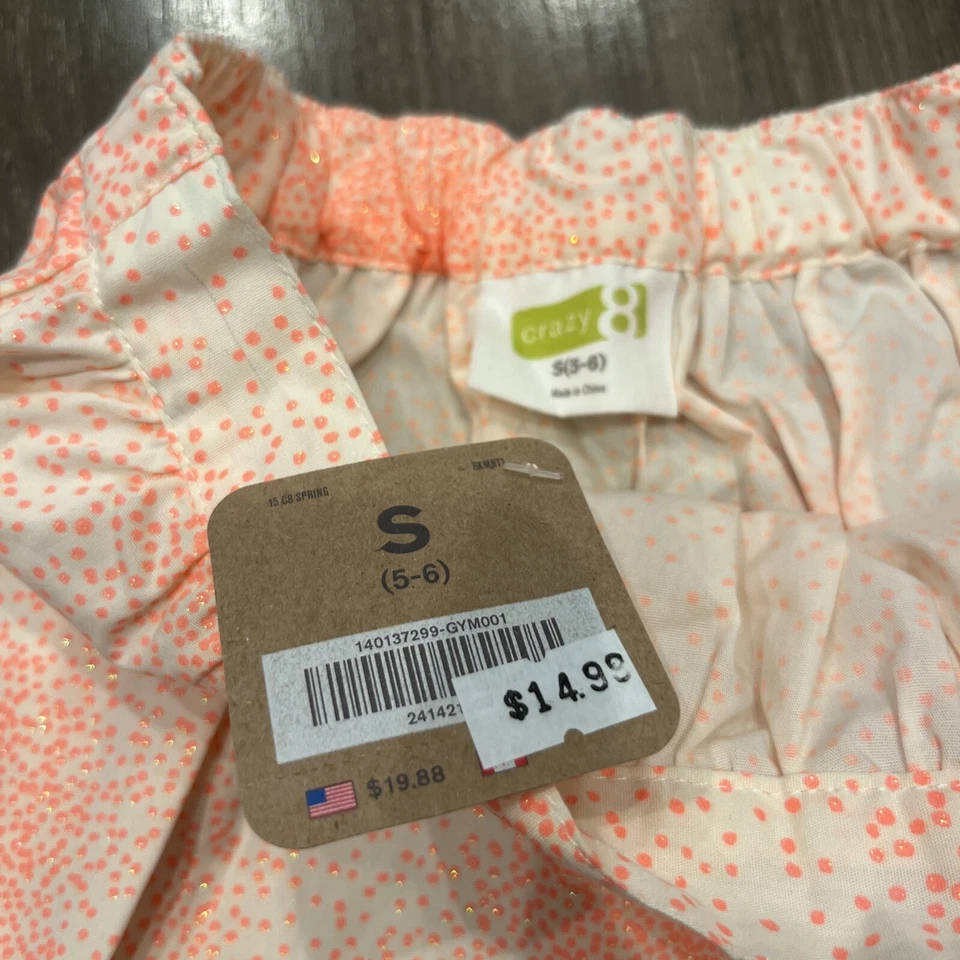 Crazy 8 новый с Ярлыками розовый металлический блестящий 100% хлопок юбка S(5-6) - Изображение 3 из 4