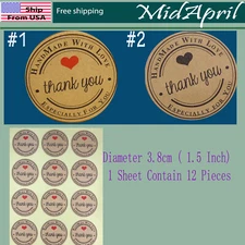 Hand made with love sticker kraft paper wedding thank you labels